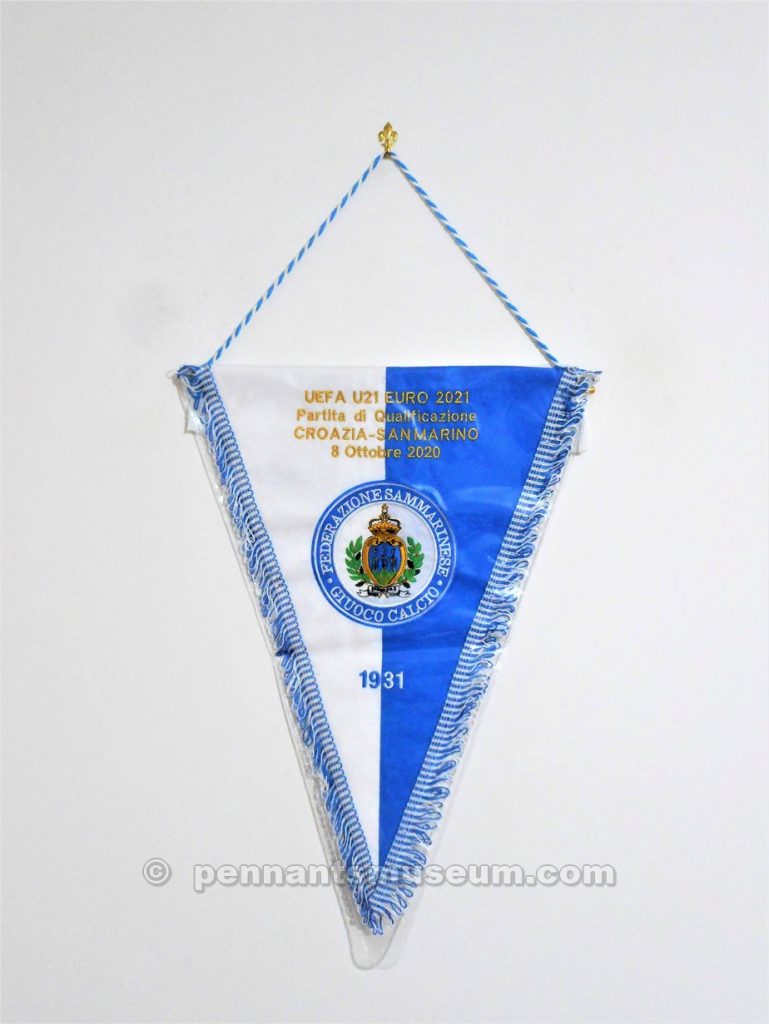 Embroidered pennant swapped by captains before the UEFA Under 21 EURO 2021 qualifying match Croazia vs S.Marino